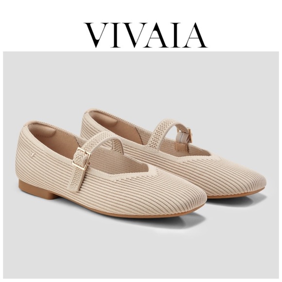 Vivaia Square-Toe Mary Jane Flats in Almond - Picture 1 of 7